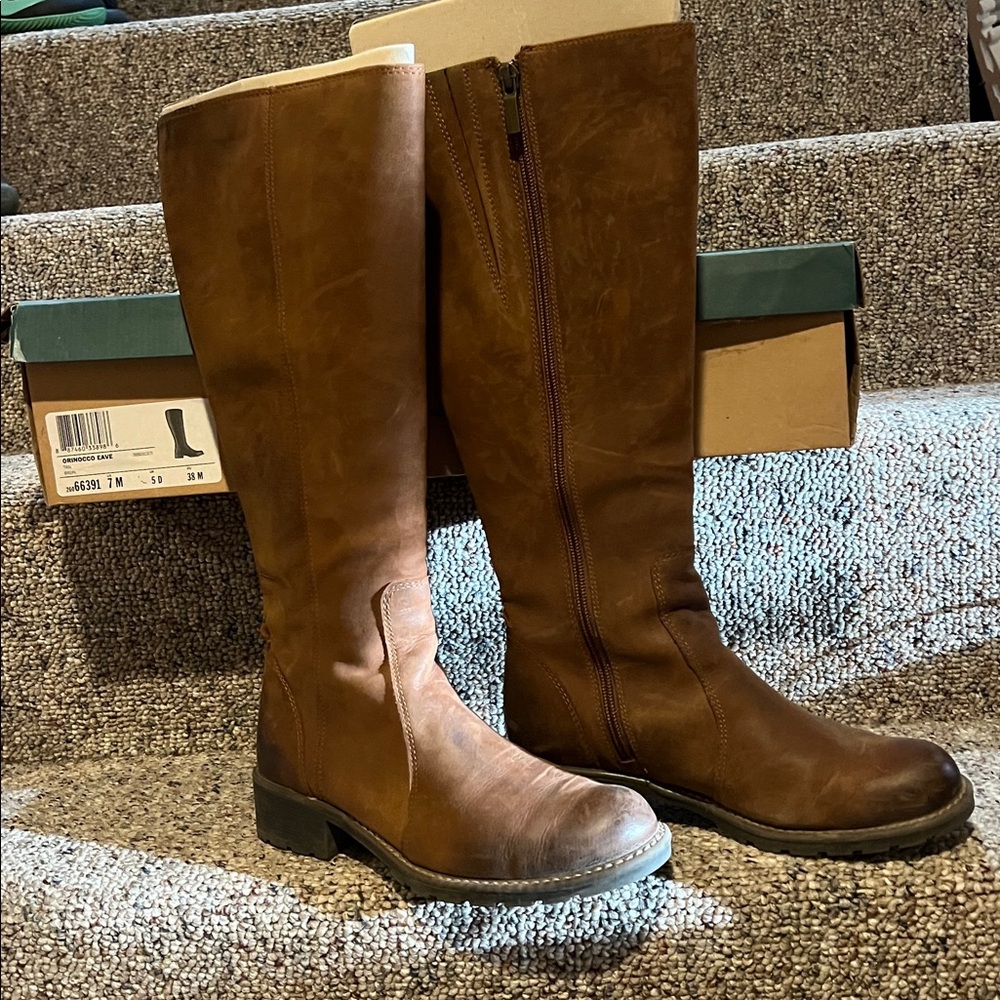 Clarks Brown Heeled Boots